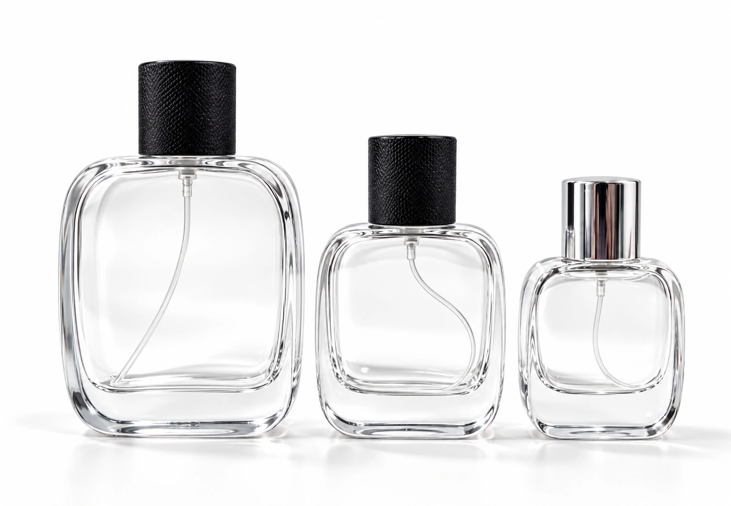 Frascos de vidro transparente sem decoração, referência FHT-1019