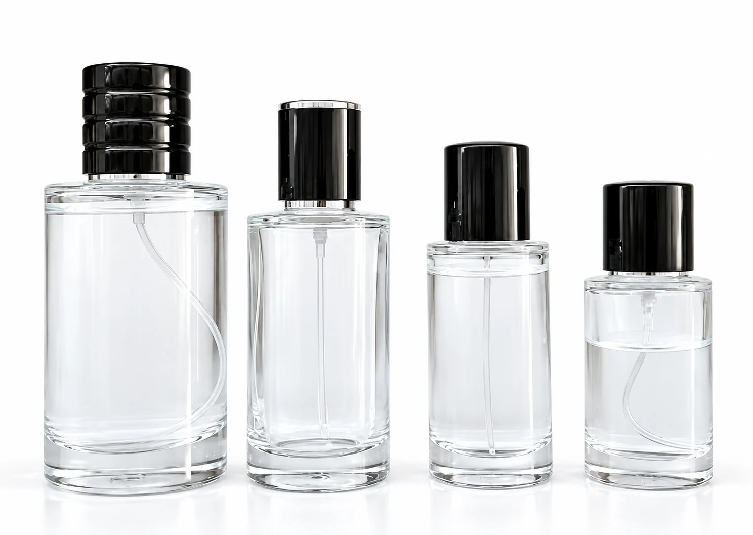 LF1009 — Cilíndrico de linhas retas, vidro transparente sem decoração